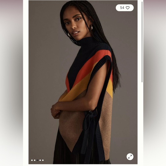 Maeve Varsity Stripe Poncho Sweater Vest - Picture 3 of 4